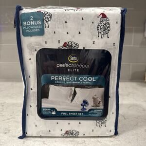 6 Pc SANTA SHEEP Full Serta Perfect Sleeper Elite Cooling Cool Fabric Sheet Set